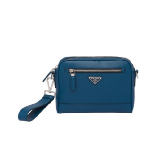 Prada Saffiano leather shoulder bag 2VH063 blue