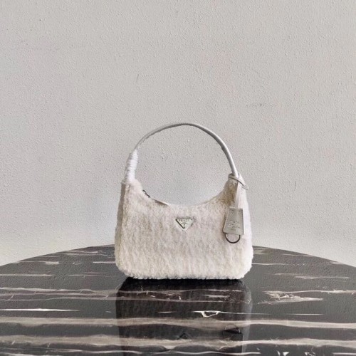 Prada Shearling tote mini-bag 1NE515 white