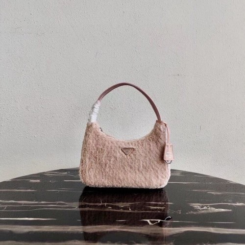 Prada Shearling tote mini-bag 1NE515 pink