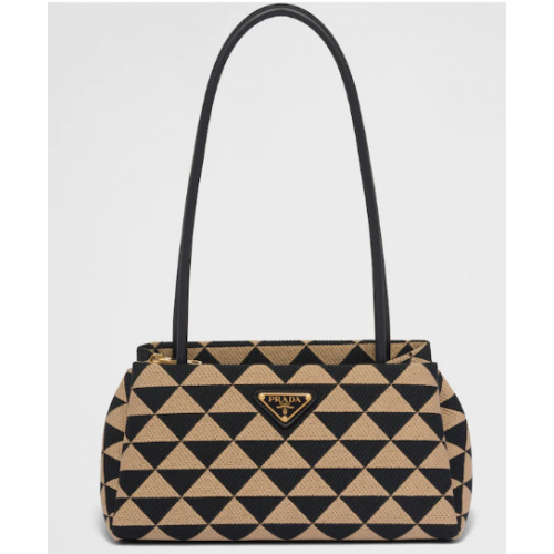 Prada Small embroidered fabric Symbole bag 1BA368 Beige