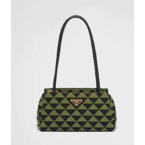 Prada Small embroidered fabric Symbole bag 1BA368 green