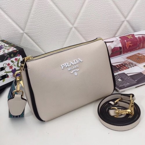 Prada leather shoulder bag 66136 white