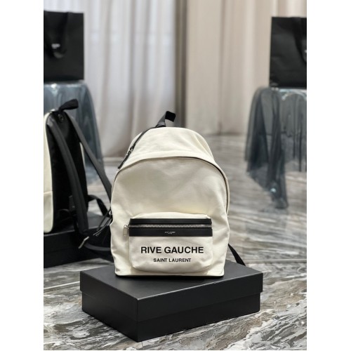 SAINT LAUREN CITY BACKPACK IN ECONYL SMOOTH LEATHER AND NYLON 534967 BEIGE
