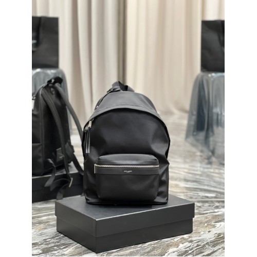 SAINT LAUREN CITY BACKPACK IN ECONYL SMOOTH LEATHER AND NYLON 534967 black