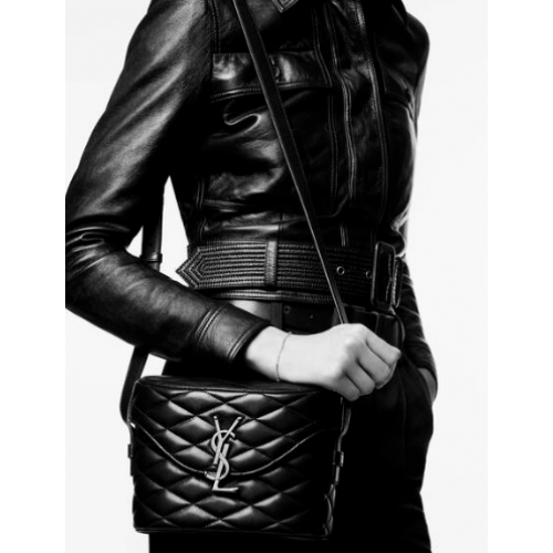 SAINT LAUREN JUNE BOX BAG IN QUILTED LAMBSKIN 7100801 NOIR