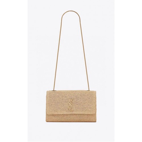 SAINT LAUREN KATE 99 CHAIN BAG IN RAFFIA Y685384 apricot