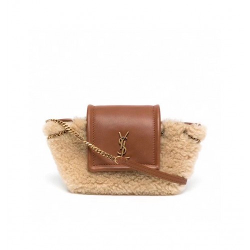 SAINT LAUREN LE MAILLON BUCKET BAG IN SUEDE Y667738 brown