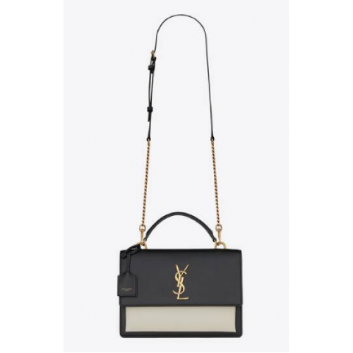 SAINT LAUREN SUNSET MEDIUM TOP HANDLE IN SMOOTH LEATHER 634723 BLACK