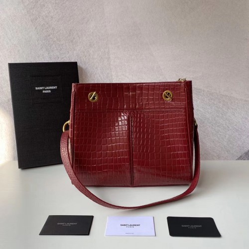 SAINT LAURENT CASSANDRA IN CROCODILE-EMBOSSED SHINY LEATHER Y862028 red