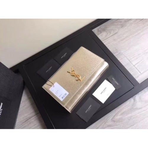 SAINT LAURENT Cassandre leather clutch 57312 gold