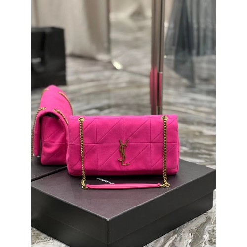 SAINT LAURENT JAMIE MEDIUM CHAIN BAG CARRE RIVE GAUCHE IN LAMBSKIN AND SUEDE 515821 ROSE