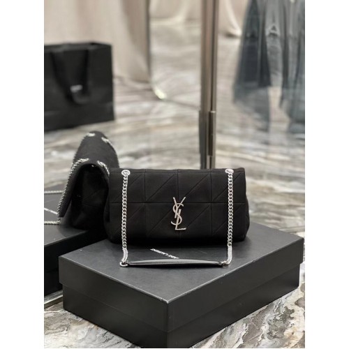 SAINT LAURENT JAMIE MEDIUM CHAIN BAG CARRE RIVE GAUCHE IN LAMBSKIN AND SUEDE 515821 black