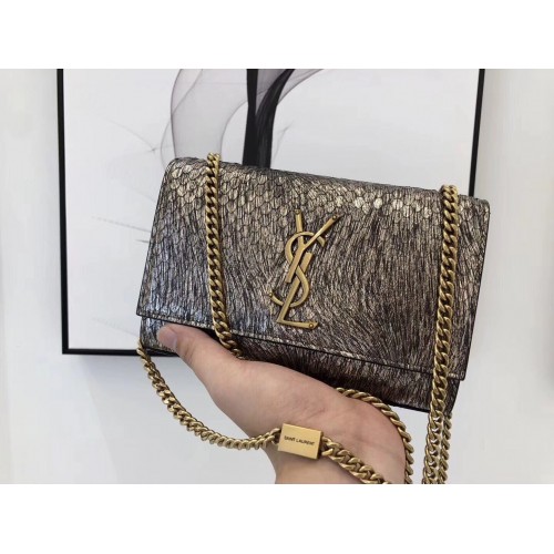 SAINT LAURENT Kate Snake Leather croc-embossed Shoulder Bag 474366 Gold