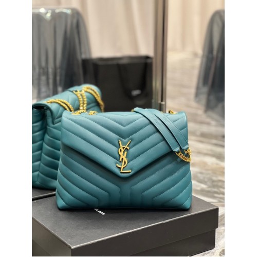 SAINT LAURENT LOULOU CHAIN BAG IN QUILTED Y LEATHER 487216 Lake blue