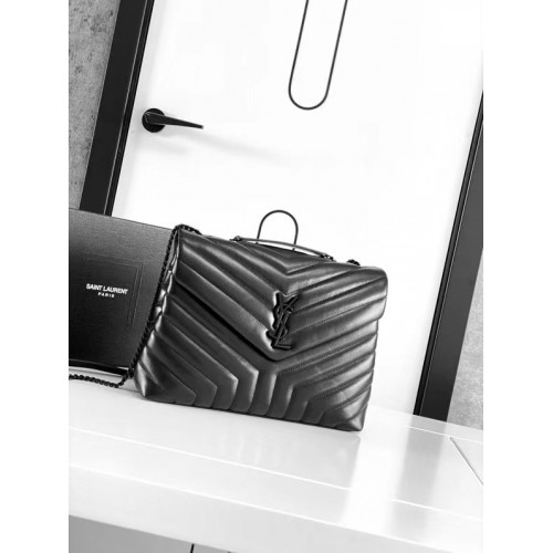 SAINT LAURENT LOULOU MEDIUM IN MATELASSE LEATHER 459749 black OXIDIZED NICKEL HARDWARE