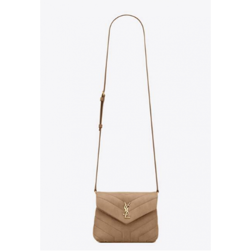 SAINT LAURENT LOULOU SMALL CHAIN BAG IN QUILTED Y SUEDE 4946991 TAUPE