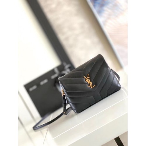 SAINT LAURENT LOULOU SMALL IN MATELASSE Y LEATHER 467072 black&BRONZE METAL HARDWARE