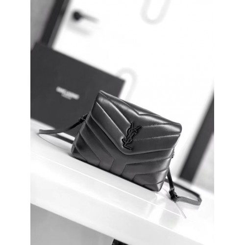 SAINT LAURENT LOULOU SMALL IN MATELASSE Y LEATHER 467072 black&OXIDIZED NICKEL HARDWARE