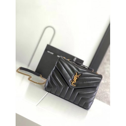 SAINT LAURENT LOULOU SMALL IN MATELASSE Y LEATHER 494699 black&BRONZE METAL HARDWARE