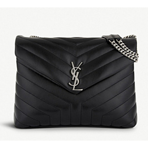 SAINT LAURENT Loulou Monogram medium quilted leather shoulder bag 74558 black