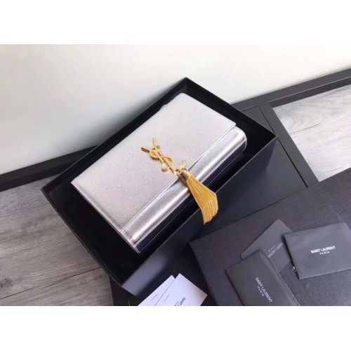 SAINT LAURENT Medium Kate cross-body bag 18831 Silver