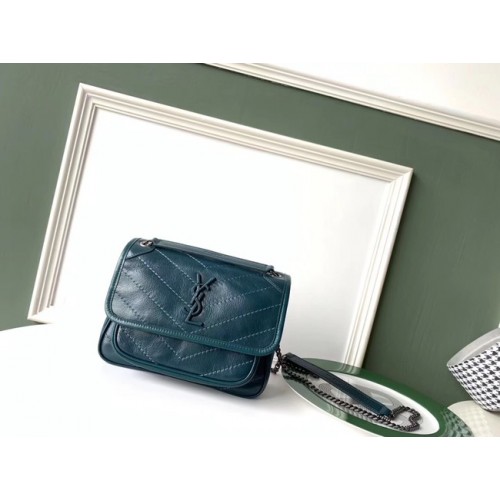 SAINT LAURENT Medium Niki leather shoulder bag 61060 sky blue