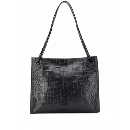 SAINT LAURENT NIKI MEDIUM SHOPPING BAG IN CRINKLED  LEATHER Y577999 black