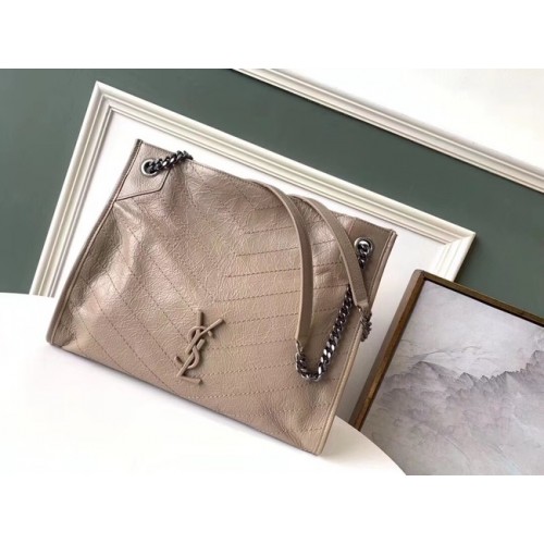 SAINT LAURENT NIKI MEDIUM SHOPPING BAG IN CRINKLED VINTAGE LEATHER 5814 Chestnut