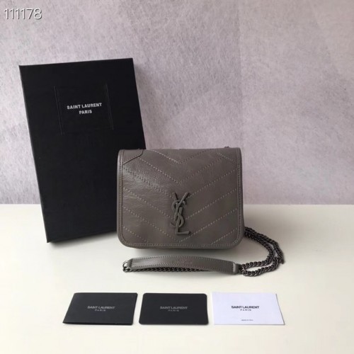 SAINT LAURENT Niki Mini leather shoulder bag 03743 grey