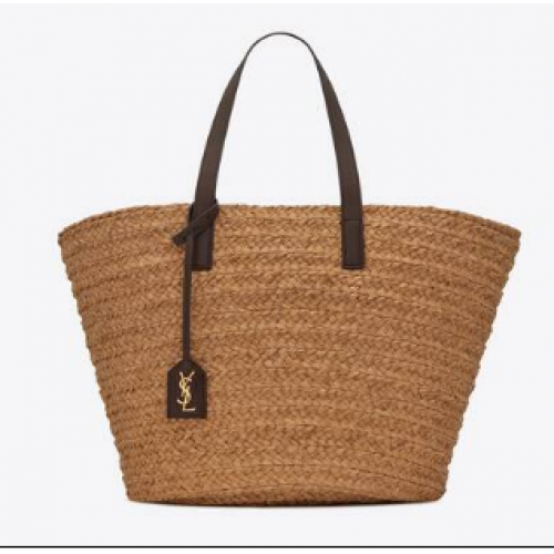 SAINT LAURENT PANIER MEDIUM BAG IN RAFFIA 693242 IVORY