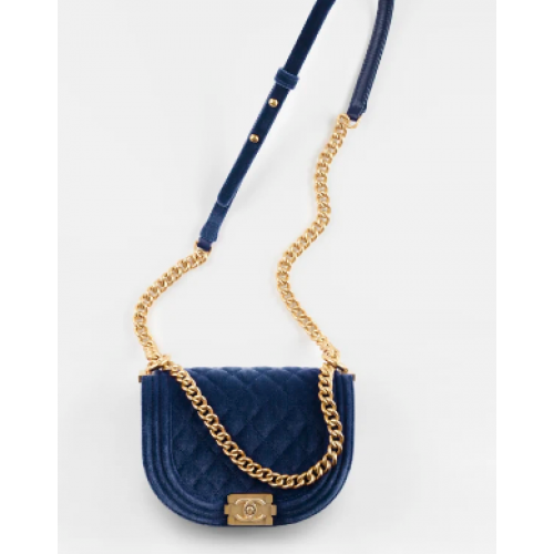 SMALL BOY CHANEL MESSENGER BAG AS3350 Navy Blue