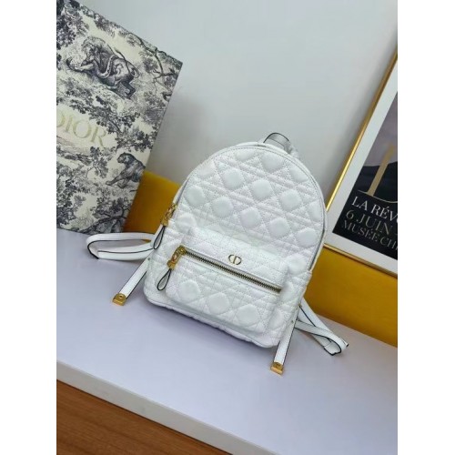 SMALL DIOR BACKPACK Cannage Lambskin M9222U WHITE