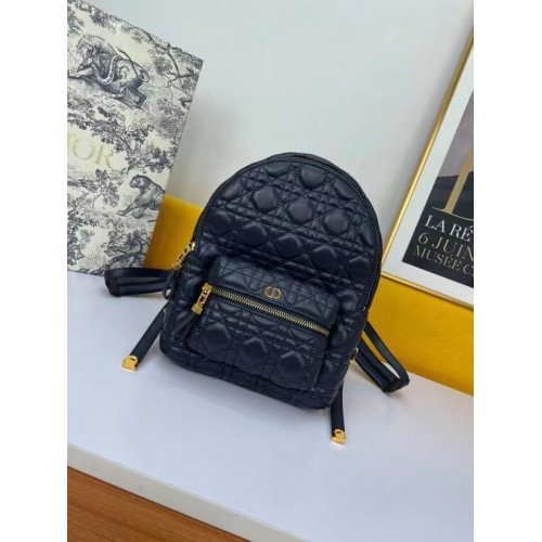 SMALL DIOR BACKPACK Cannage Lambskin M9222U dark blue
