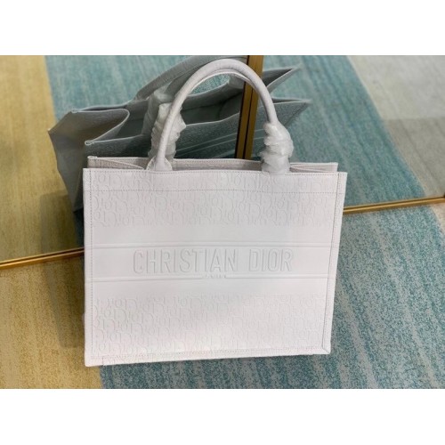 SMALL DIOR BOOK TOTE BAG IN Calfskin M1296Z white