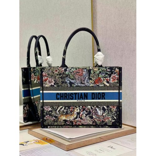 SMALL DIOR BOOK TOTE Embroidery C1287-29 black