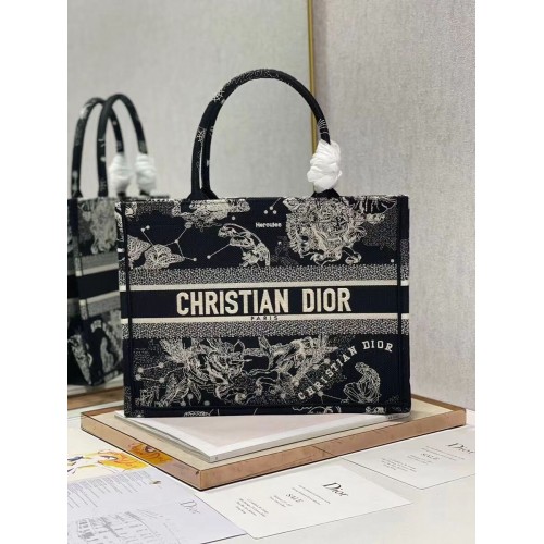 SMALL DIOR BOOK TOTE Embroidery C1287-32 black