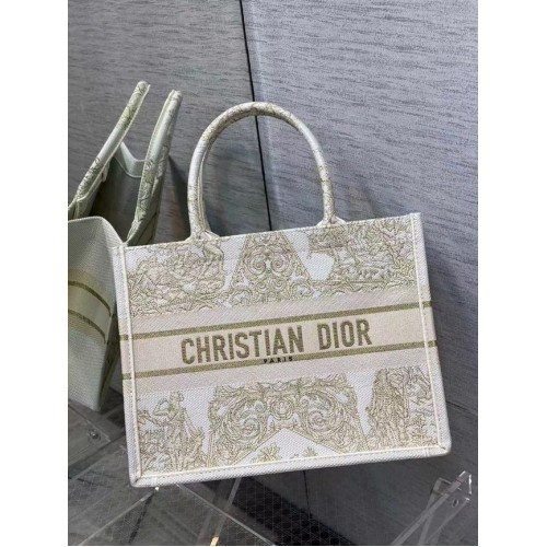 SMALL DIOR BOOK TOTE Embroidery C1287-7 cream