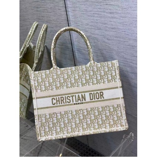 SMALL DIOR BOOK TOTE Embroidery C1287-9 cream