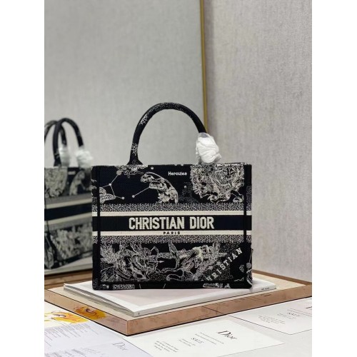 SMALL DIOR BOOK TOTE Embroidery C1331-9 black