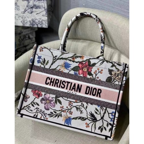 Medium DIOR BOOK TOTE Multicolor Mille Fleurs Embroidery M1296ZW