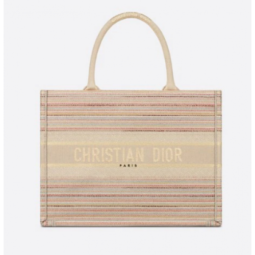 SMALL DIOR BOOK TOTE Multicolor Stripes Embroidery M1296ZRF