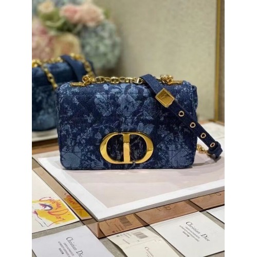 SMALL DIOR CARO BAG Blue Dior Flowers Cannage Denim M9243UJ