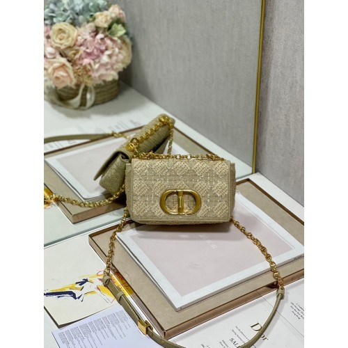 SMALL DIOR CARO BAG Brown Macrocannage Tweed Embroidery M9241