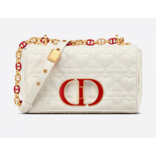 SMALL DIORAMOUR DIOR CARO BAG Latte Cannage Calfskin with Heart Motif M9241WN