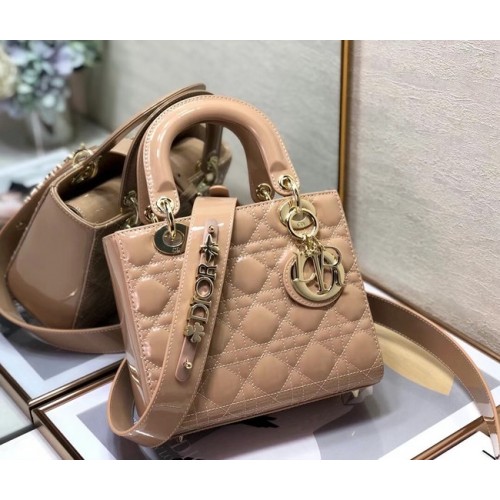SMALL LADY DIOR BAG Beige Patent Calfskin M0531 Beige