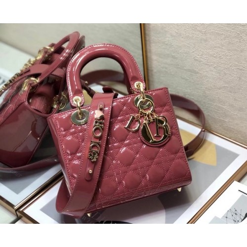 SMALL LADY DIOR BAG Pink Patent Calfskin M0531 Pink