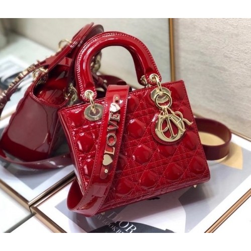SMALL LADY DIOR BAG Red Patent Calfskin M0531 Red
