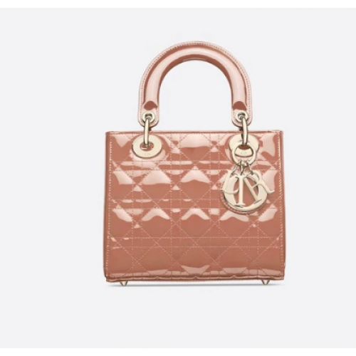 SMALL LADY DIOR BAG Rose Des Vents Patent Calfskin M0531