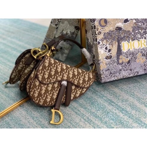 SMALL SADDLE BAG Dior Oblique Embroidered M1296ZW Brown