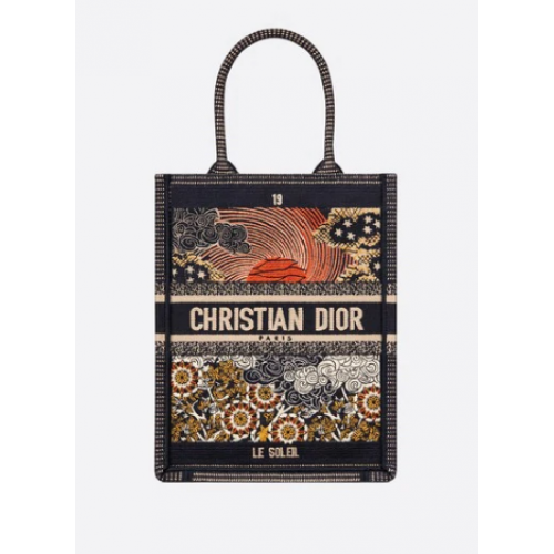 SUN VERTICAL DIOR BOOK TOTE TAROT EMBROIDERED CANVAS BAG M1272Z-1